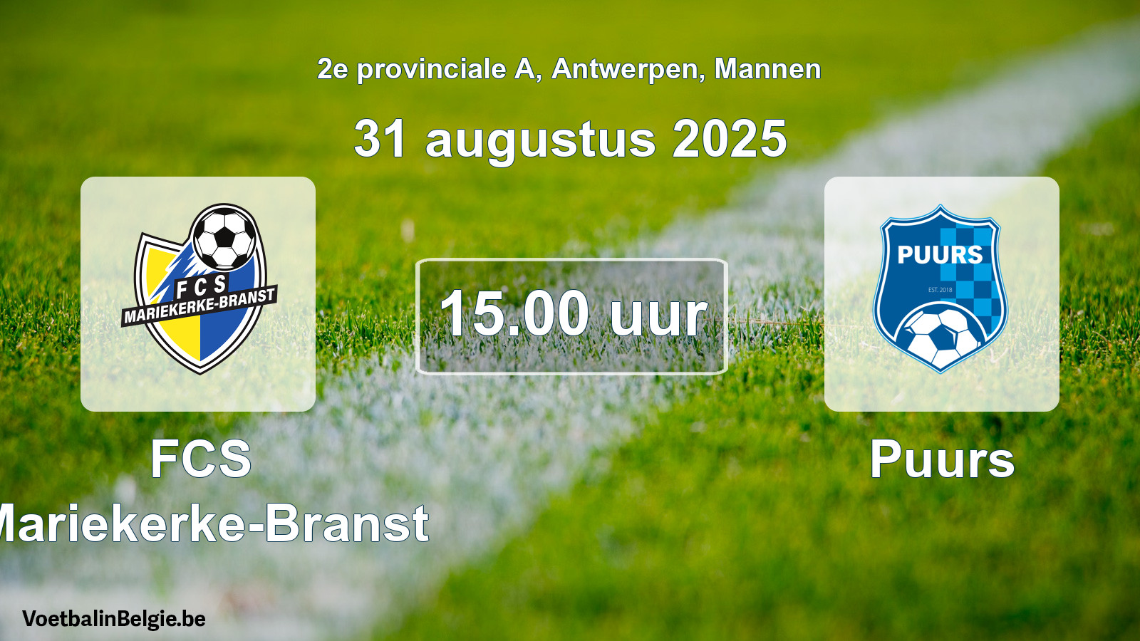 Scheduled match men football: FCS Mariekerke-Branst - Puurs (31 August 2025)