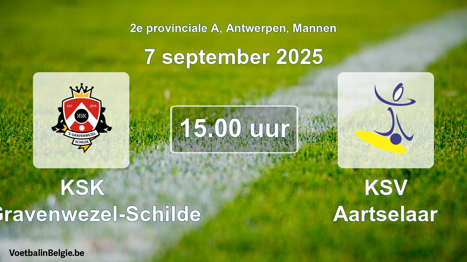 Scheduled match men football: KSK 's-Gravenwezel-Schilde - KSV Aartselaar (7 September 2025)
