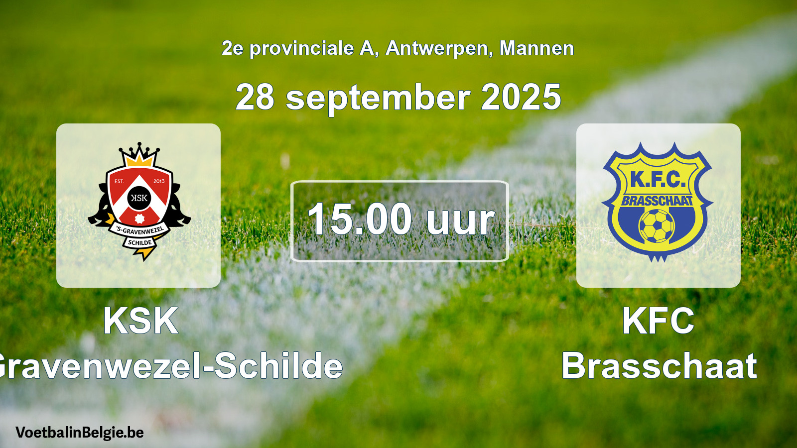 Scheduled match men football: KSK 's-Gravenwezel-Schilde - KFC Brasschaat (28 September 2025)