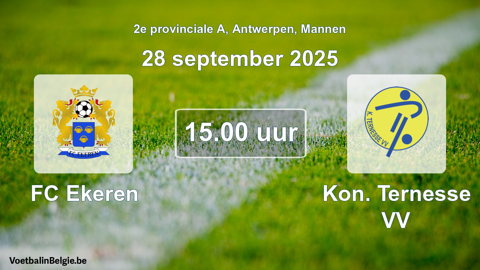 Scheduled match men football: FC Ekeren - Kon. Ternesse VV (28 September 2025)
