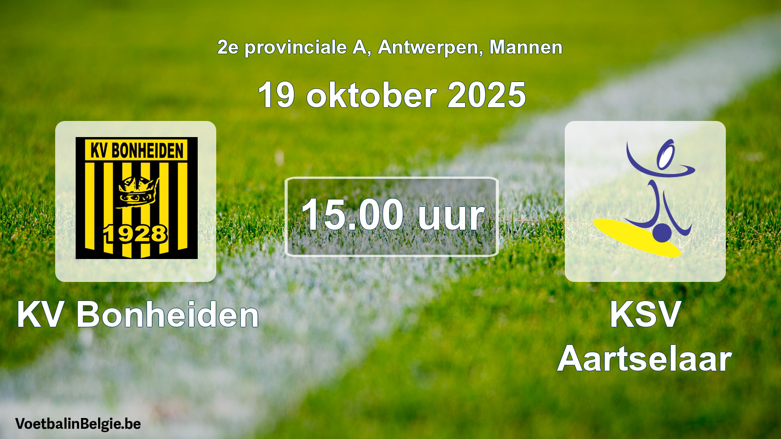 Scheduled match men football: KV Bonheiden - KSV Aartselaar (19 October 2025)