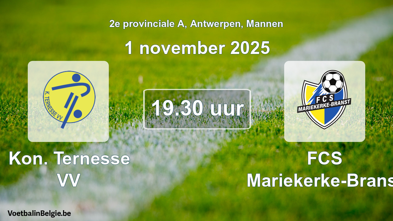 Scheduled match men football: Kon. Ternesse VV - FCS Mariekerke-Branst (1 November 2025)