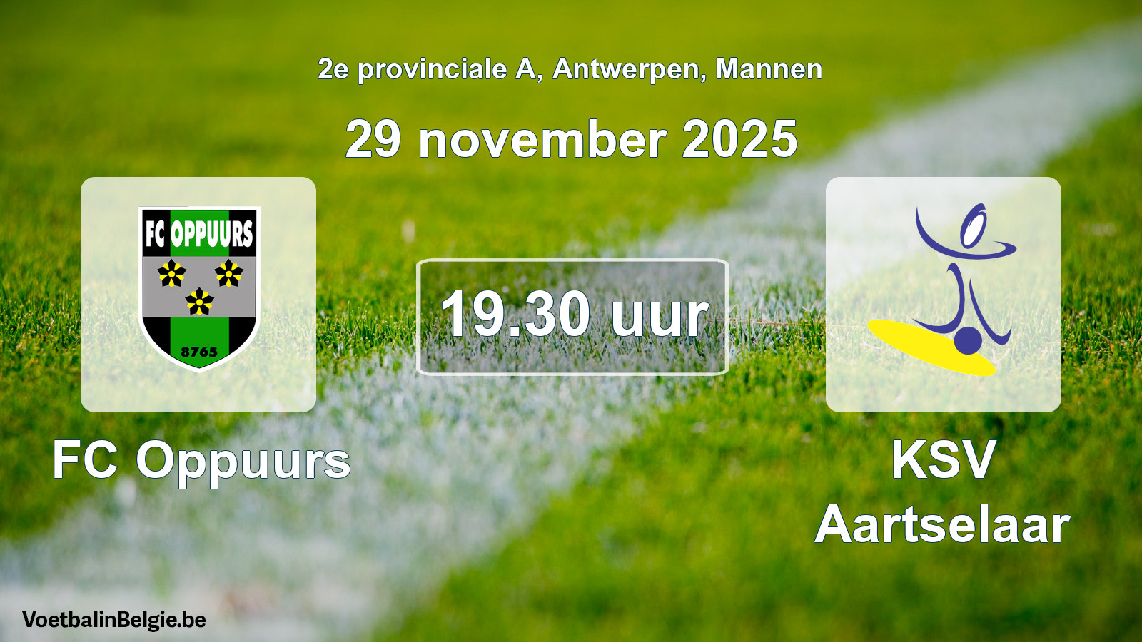 Scheduled match men football: FC Oppuurs - KSV Aartselaar (29 November 2025)