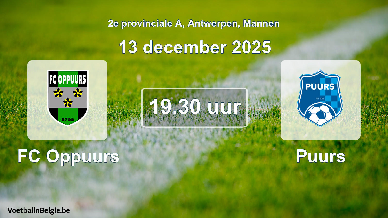 Scheduled match men football: FC Oppuurs - Puurs (13 December 2025)