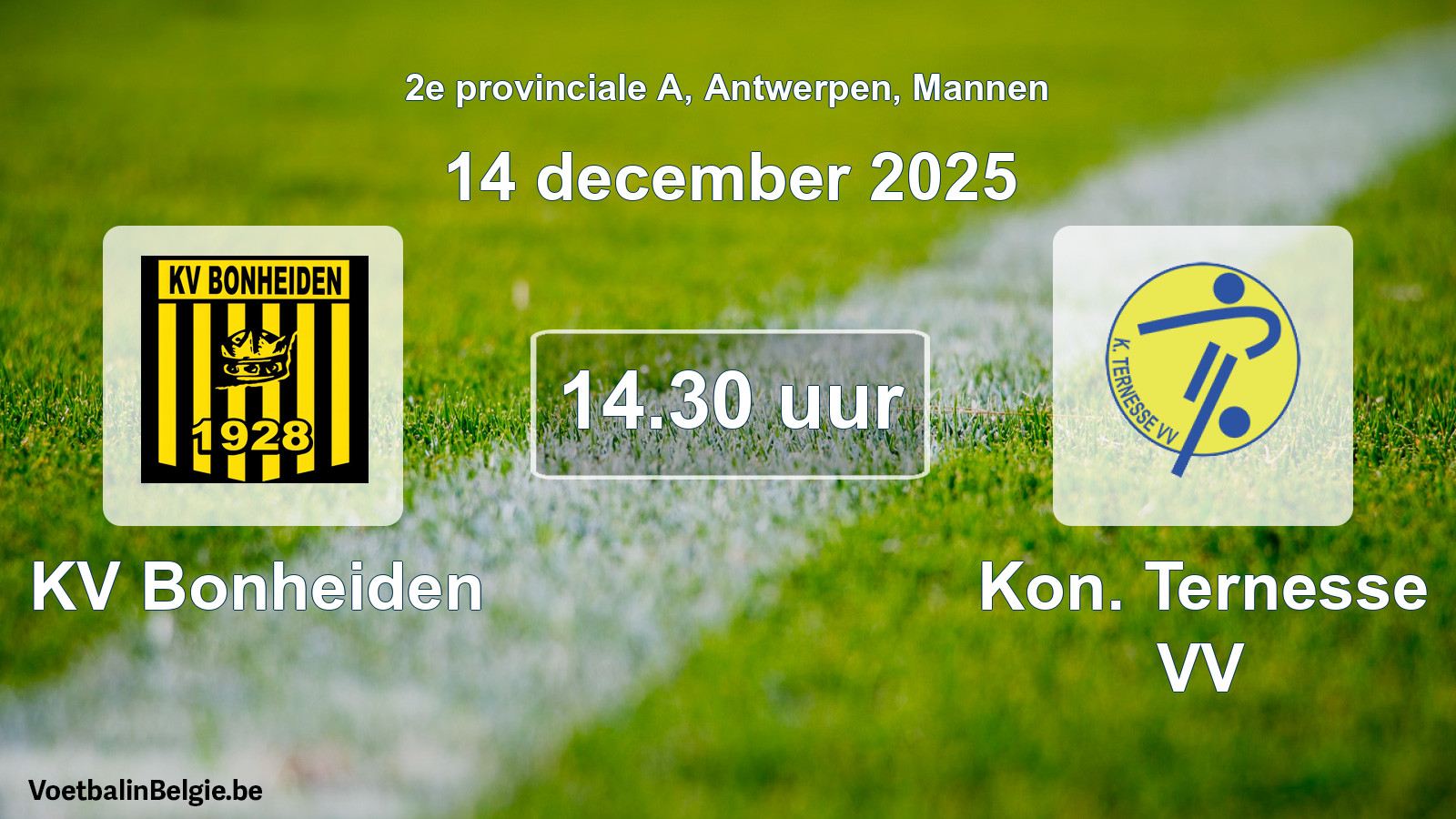 Scheduled match men football: KV Bonheiden - Kon. Ternesse VV (14 December 2025)