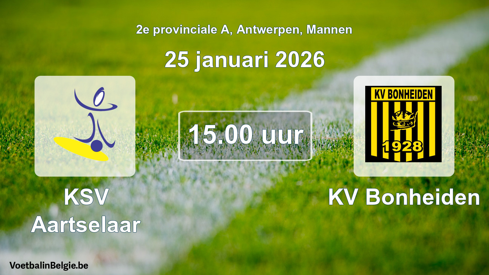 Scheduled match men football: KSV Aartselaar - KV Bonheiden (25 January 2026)