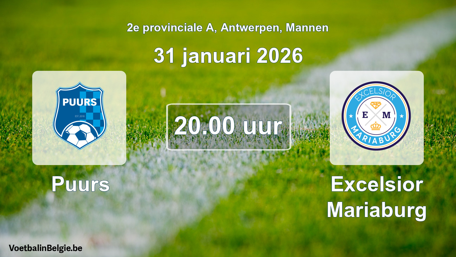 Scheduled match men football: Puurs - Excelsior Mariaburg (31 January 2026)