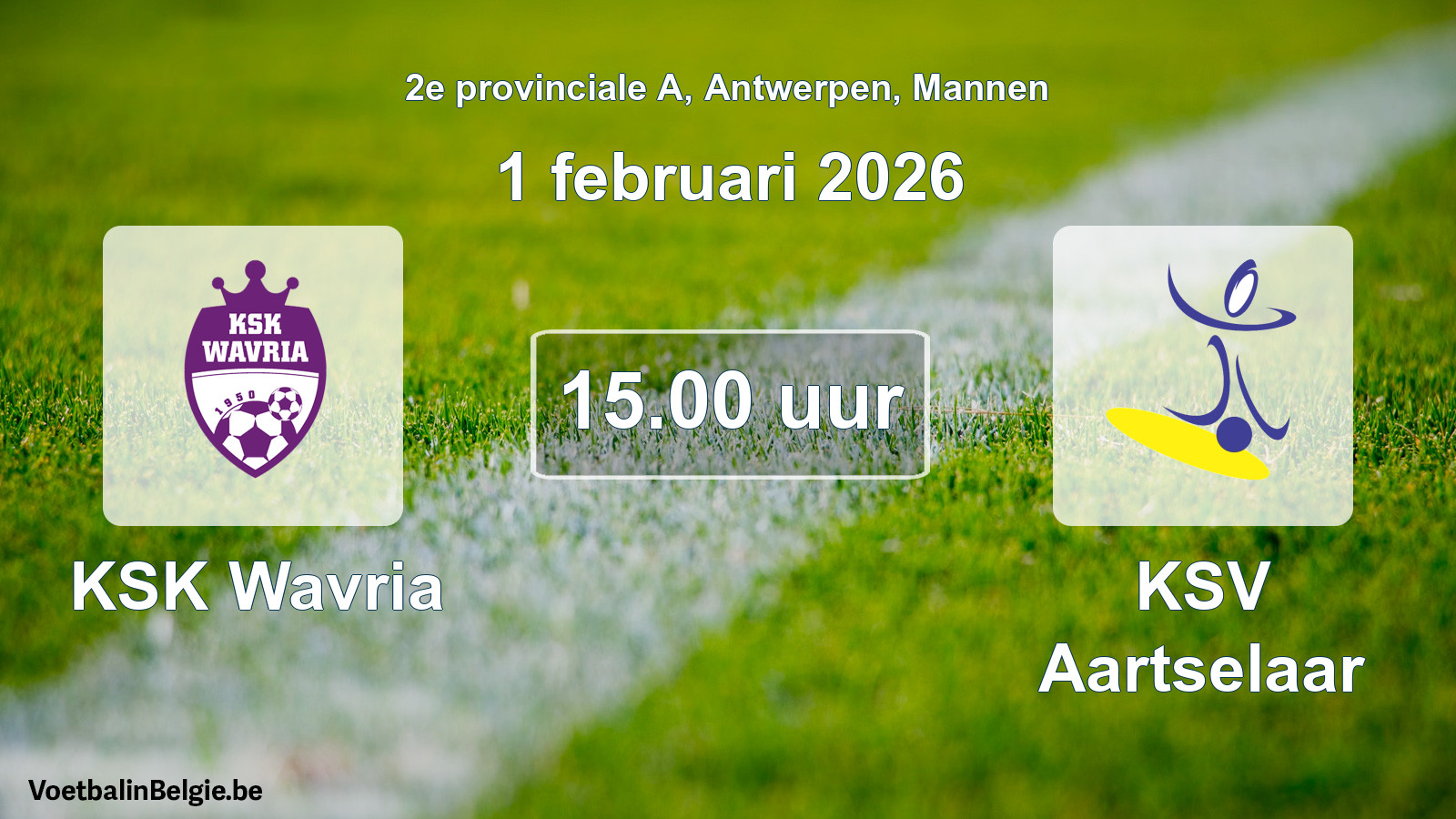 Scheduled match men football: KSK Wavria - KSV Aartselaar (1 February 2026)