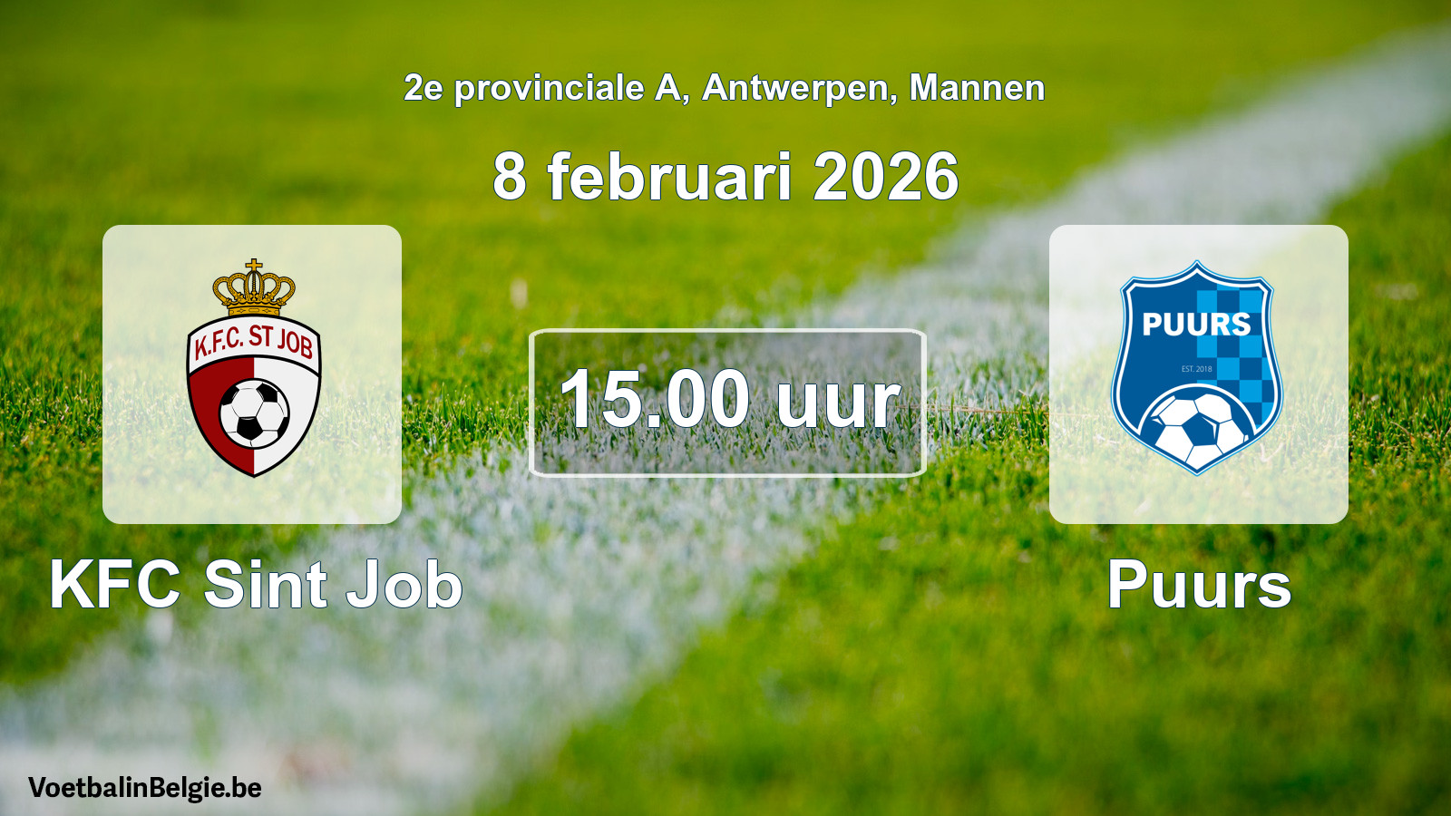 Scheduled match men football: KFC Sint Job - Puurs (8 February 2026)