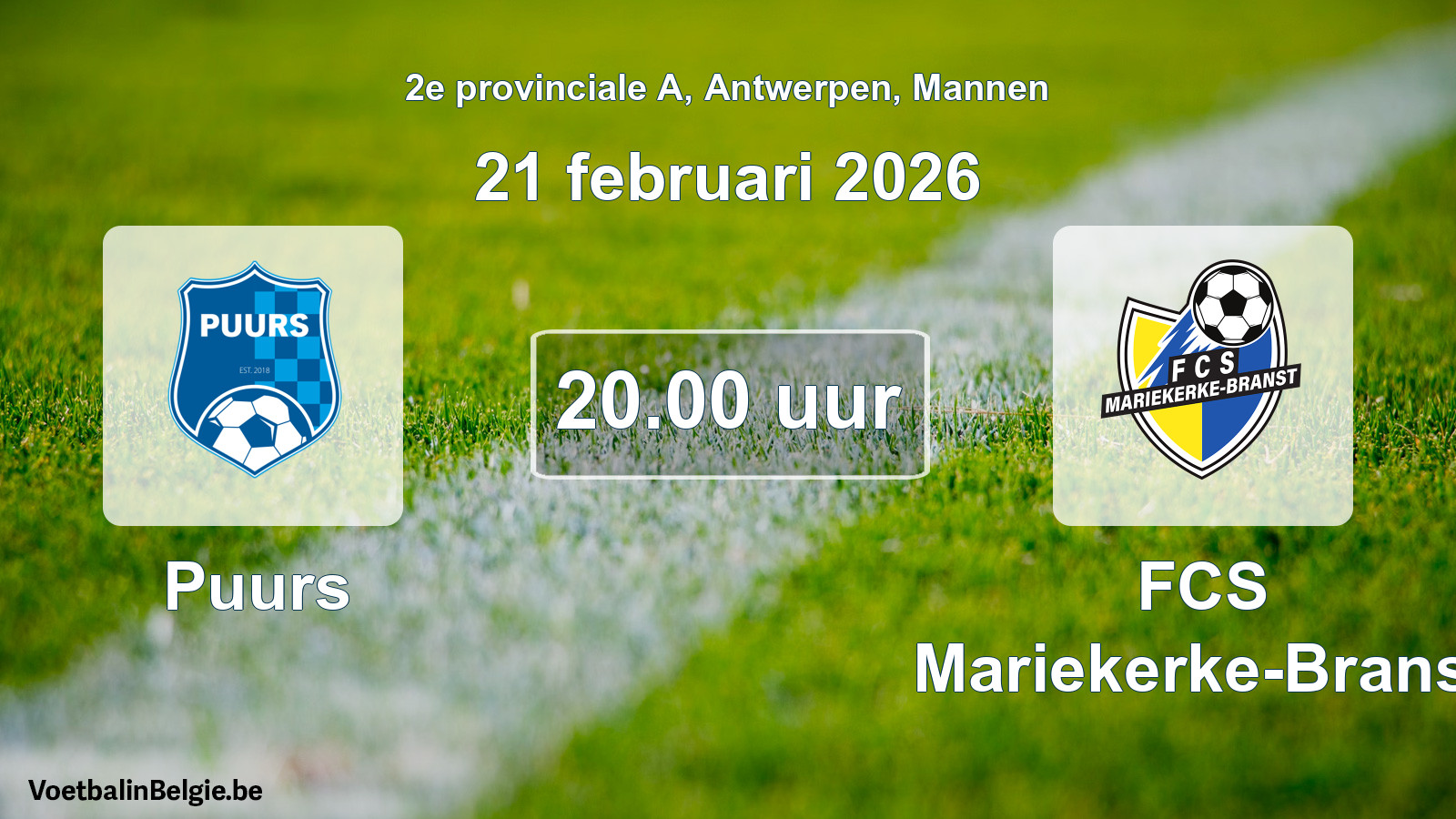 Scheduled match men football: Puurs - FCS Mariekerke-Branst (21 February 2026)