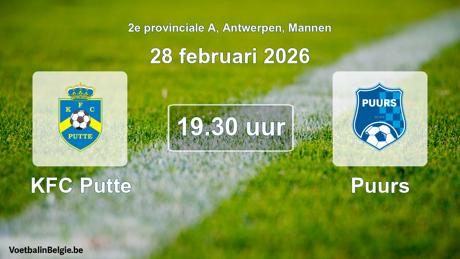 Scheduled match men football: KFC Putte - Puurs (28 February 2026)