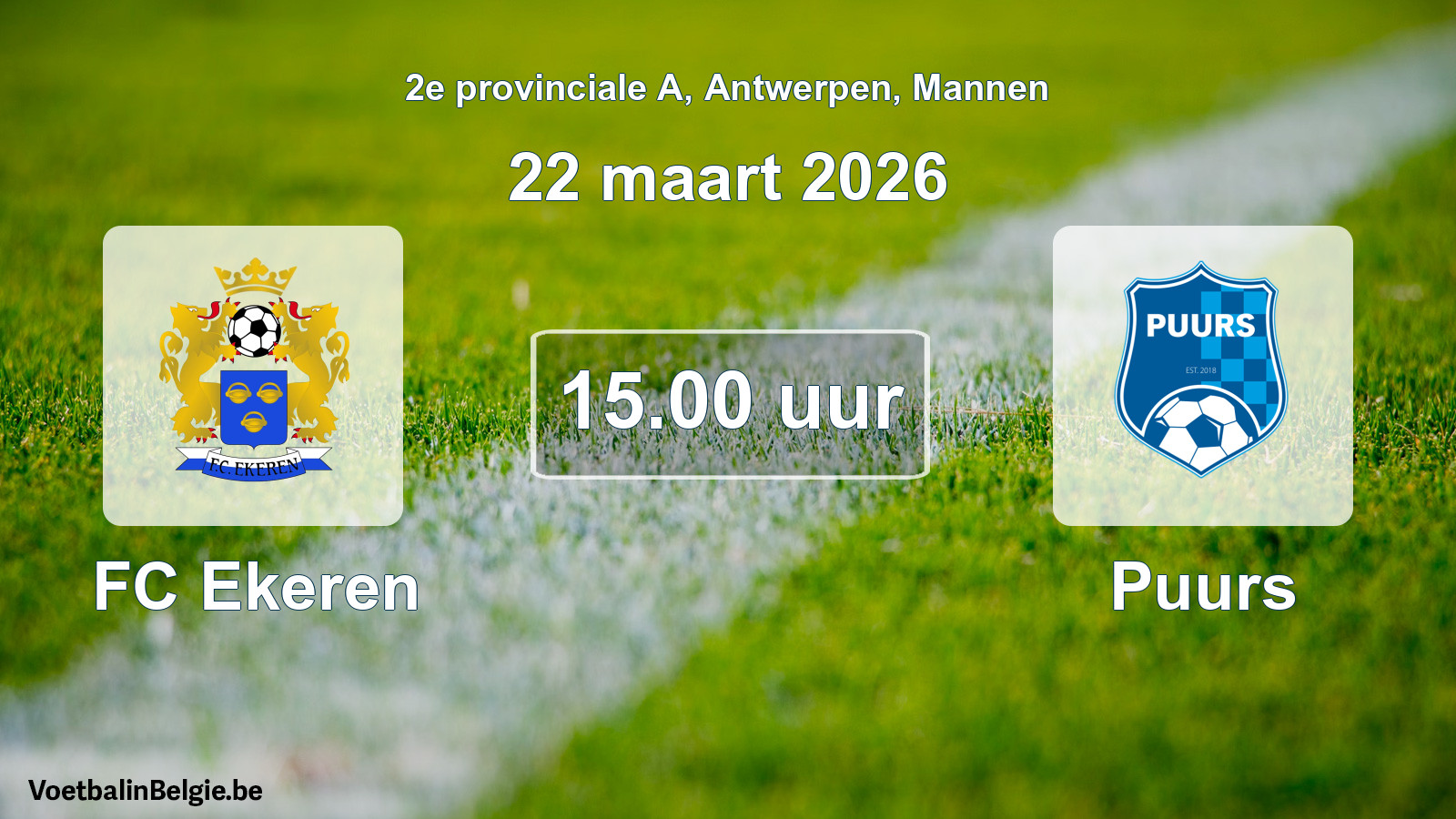 Scheduled match men football: FC Ekeren - Puurs (22 March 2026)