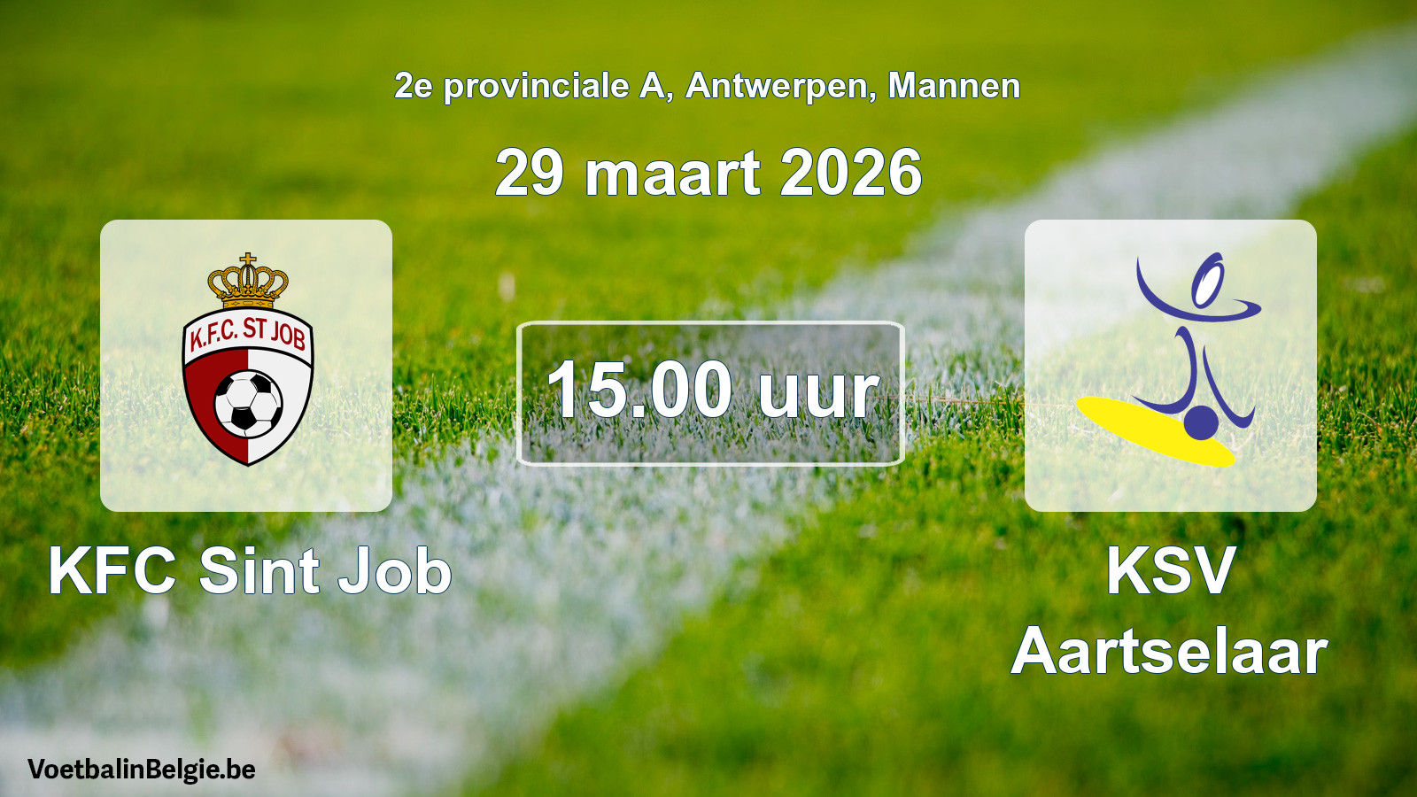 Scheduled match men football: KFC Sint Job - KSV Aartselaar (29 March 2026)