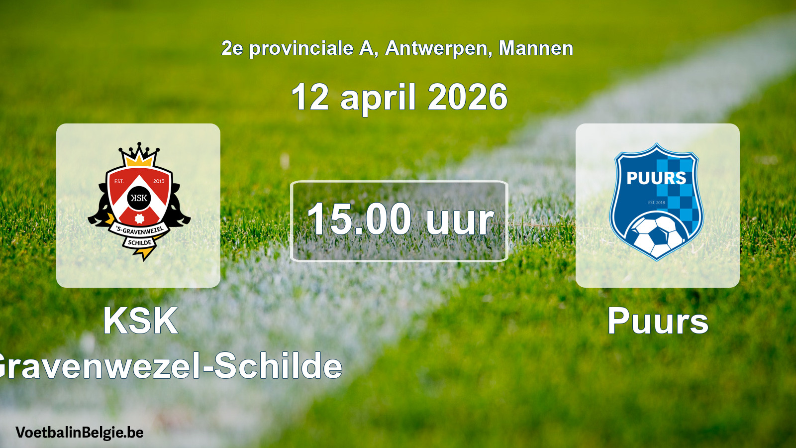 Scheduled match men football: KSK 's-Gravenwezel-Schilde - Puurs (12 April 2026)