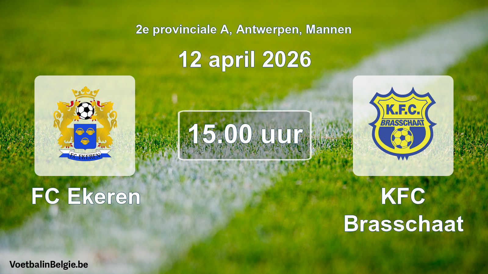 Scheduled match men football: FC Ekeren - KFC Brasschaat (12 April 2026)