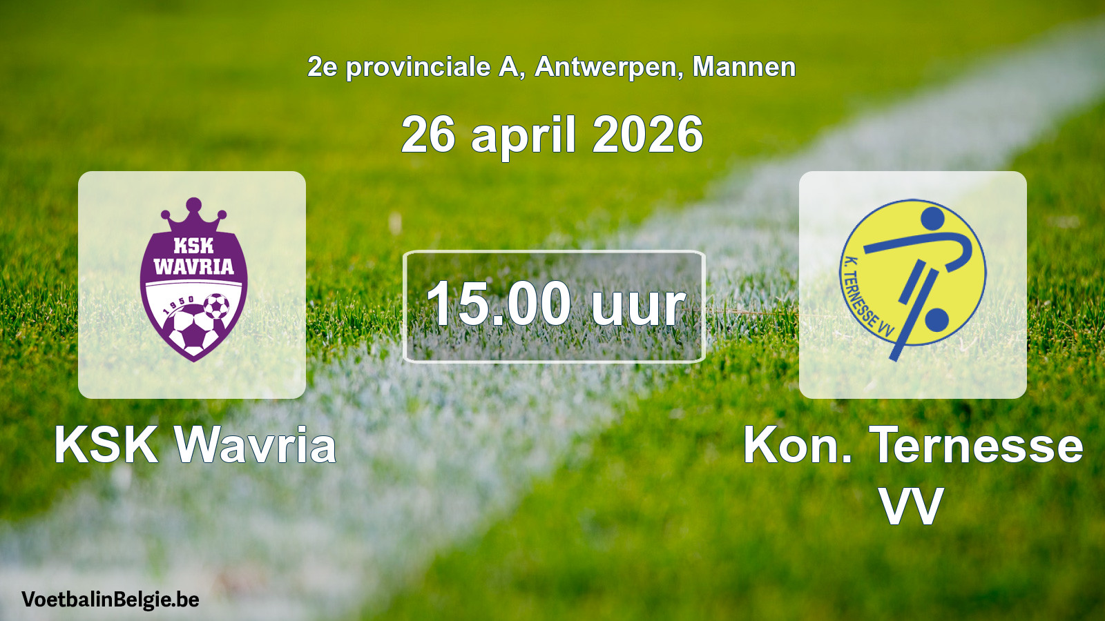 Scheduled match men football: KSK Wavria - Kon. Ternesse VV (26 April 2026)