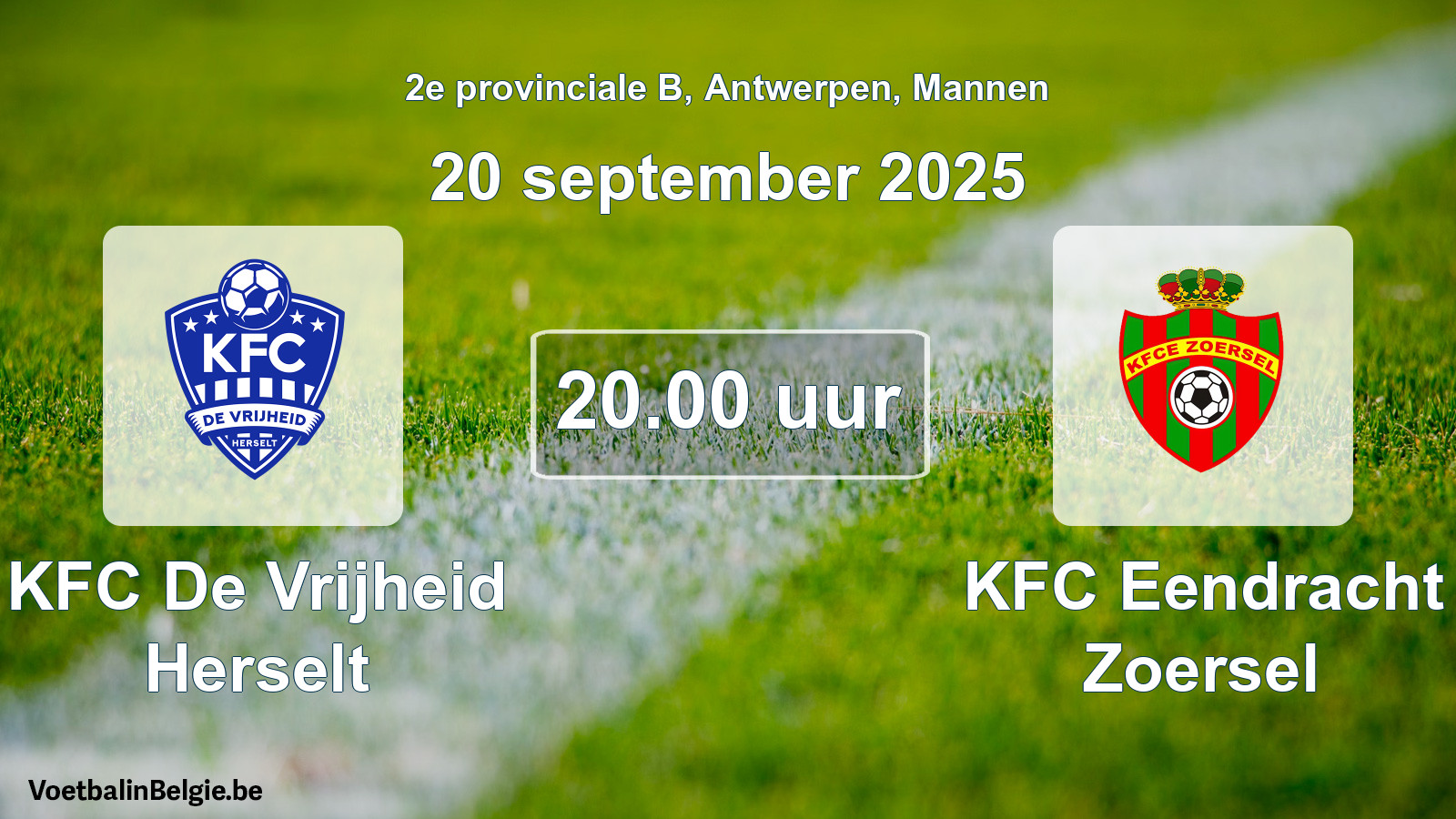 Scheduled match men football: KFC De Vrijheid Herselt - KFC Eendracht Zoersel (20 September 2025)