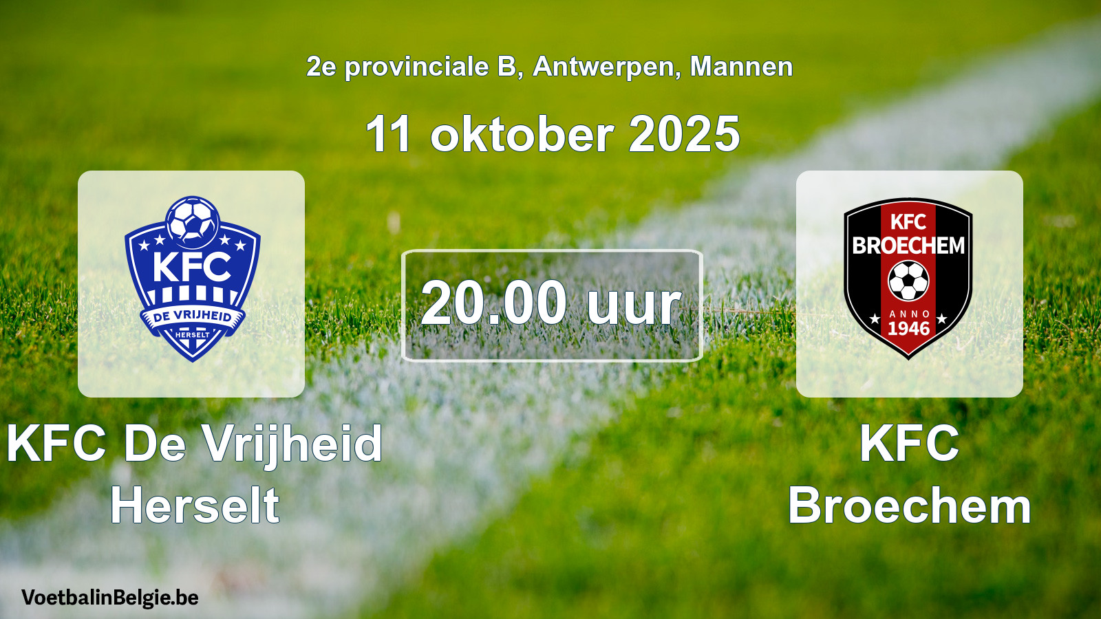 Scheduled match men football: KFC De Vrijheid Herselt - KFC Broechem (11 October 2025)