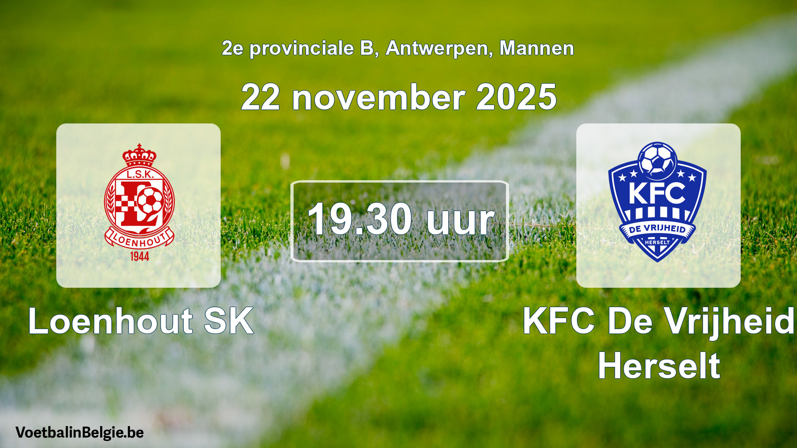 Geplande wedstrijd mannenvoetbal: Loenhout SK - KFC De Vrijheid Herselt (22 november 2025)