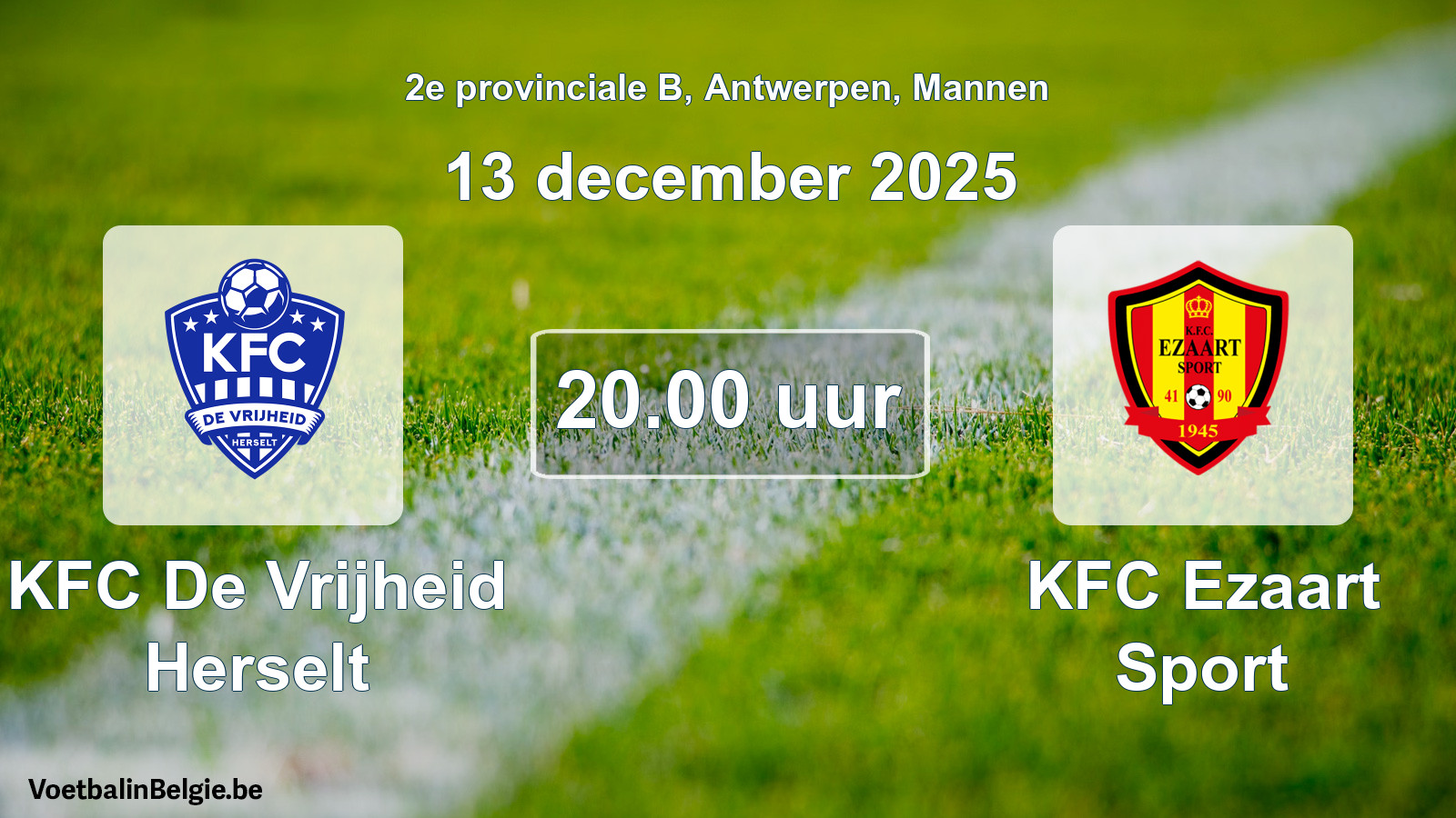 Geplantes Spiel männer-Fußball: KFC De Vrijheid Herselt - KFC Ezaart Sport (13 Dezember 2025)
