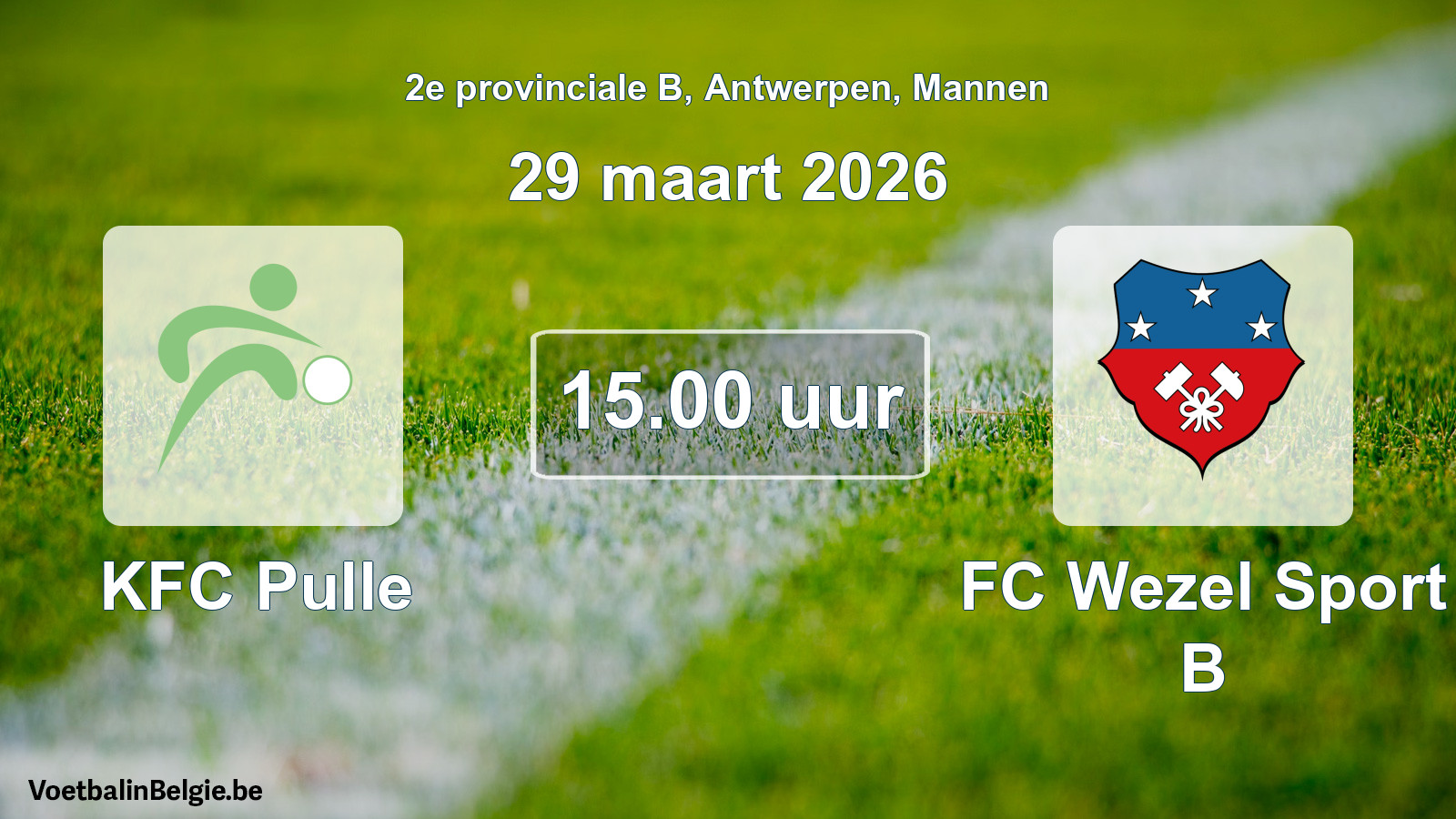 Scheduled match men football: KFC Pulle - FC Wezel Sport B (29 March 2026)