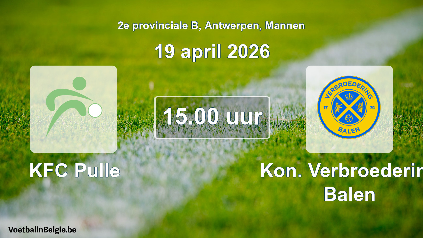 Scheduled match men football: KFC Pulle - Kon. Verbroedering Balen (19 April 2026)