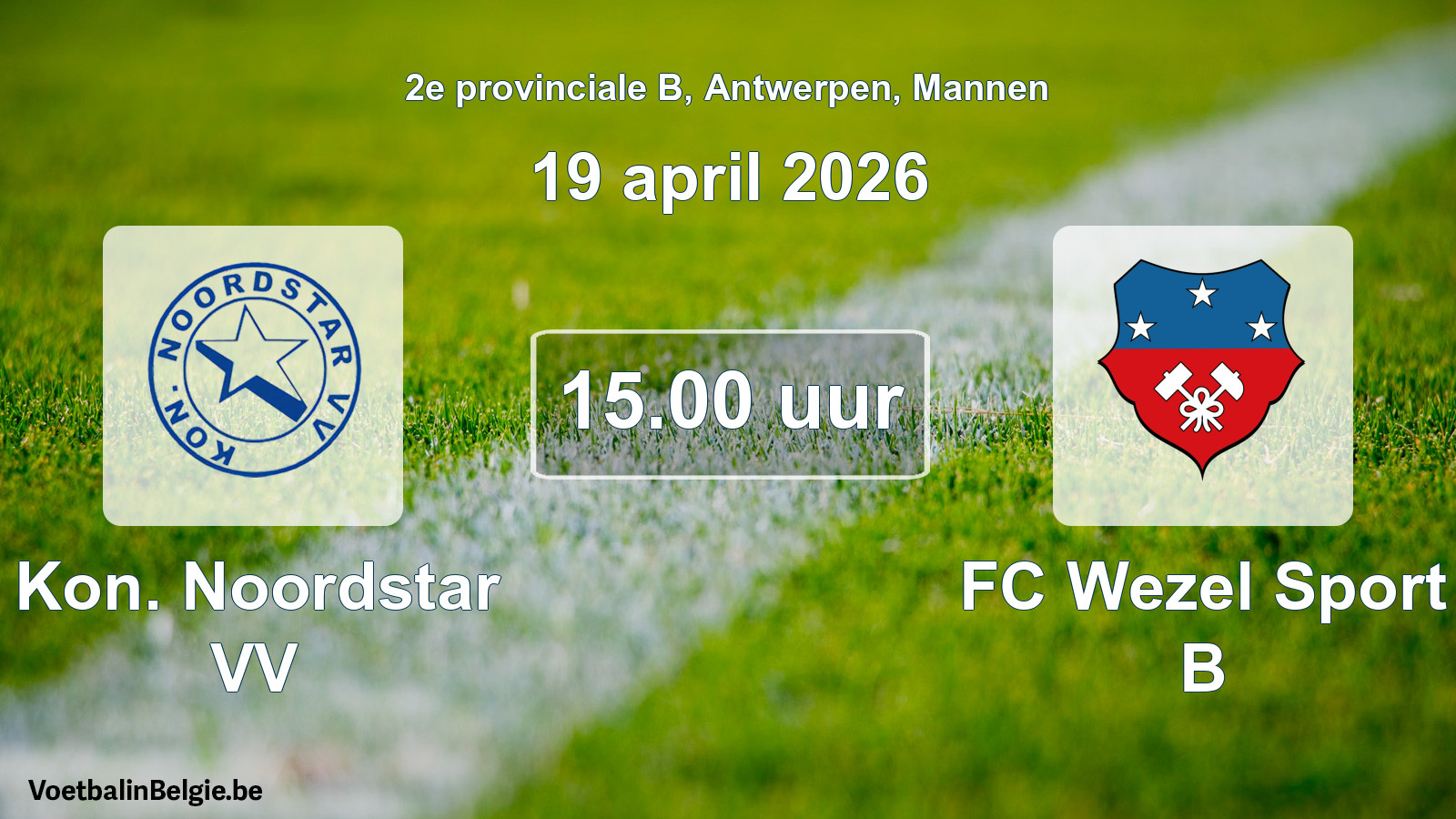 Geplantes Spiel männer-Fußball: Kon. Noordstar VV - FC Wezel Sport B (19 April 2026)
