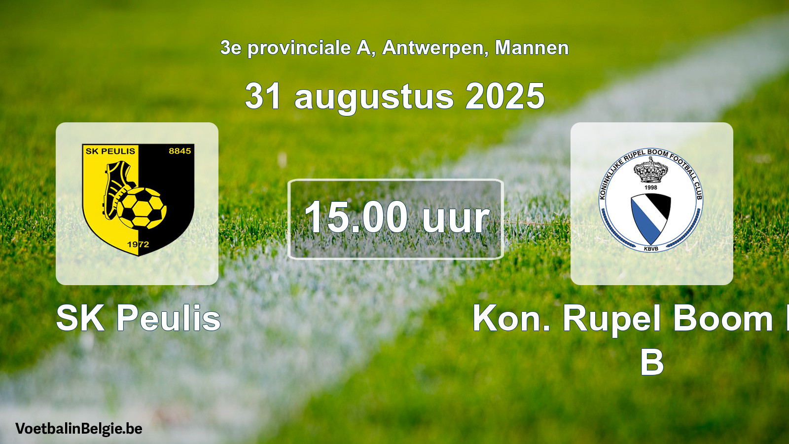 Scheduled match men football: SK Peulis - Kon. Rupel Boom FC B (31 August 2025)