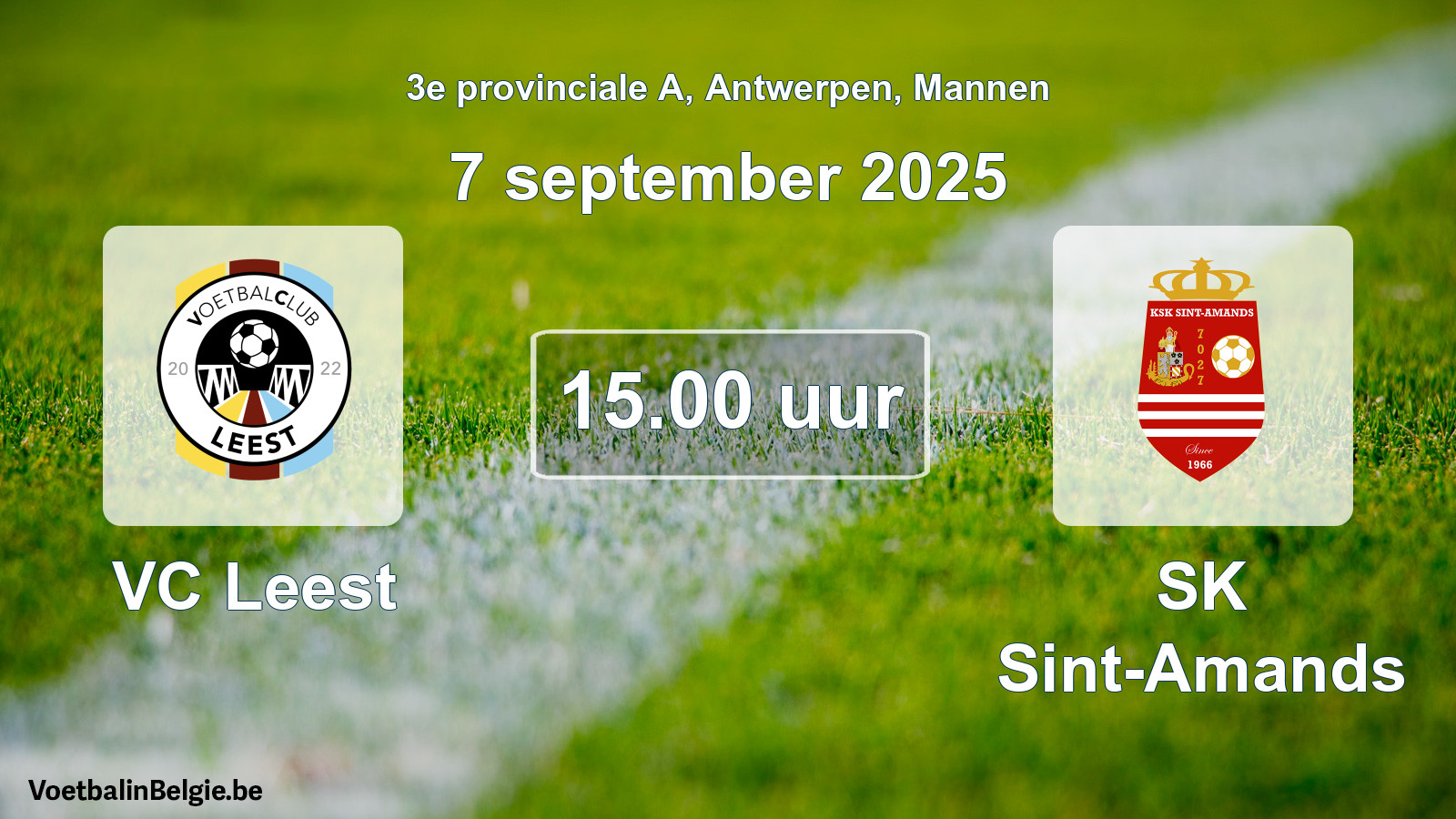 Scheduled match men football: VC Leest - SK Sint-Amands (7 September 2025)