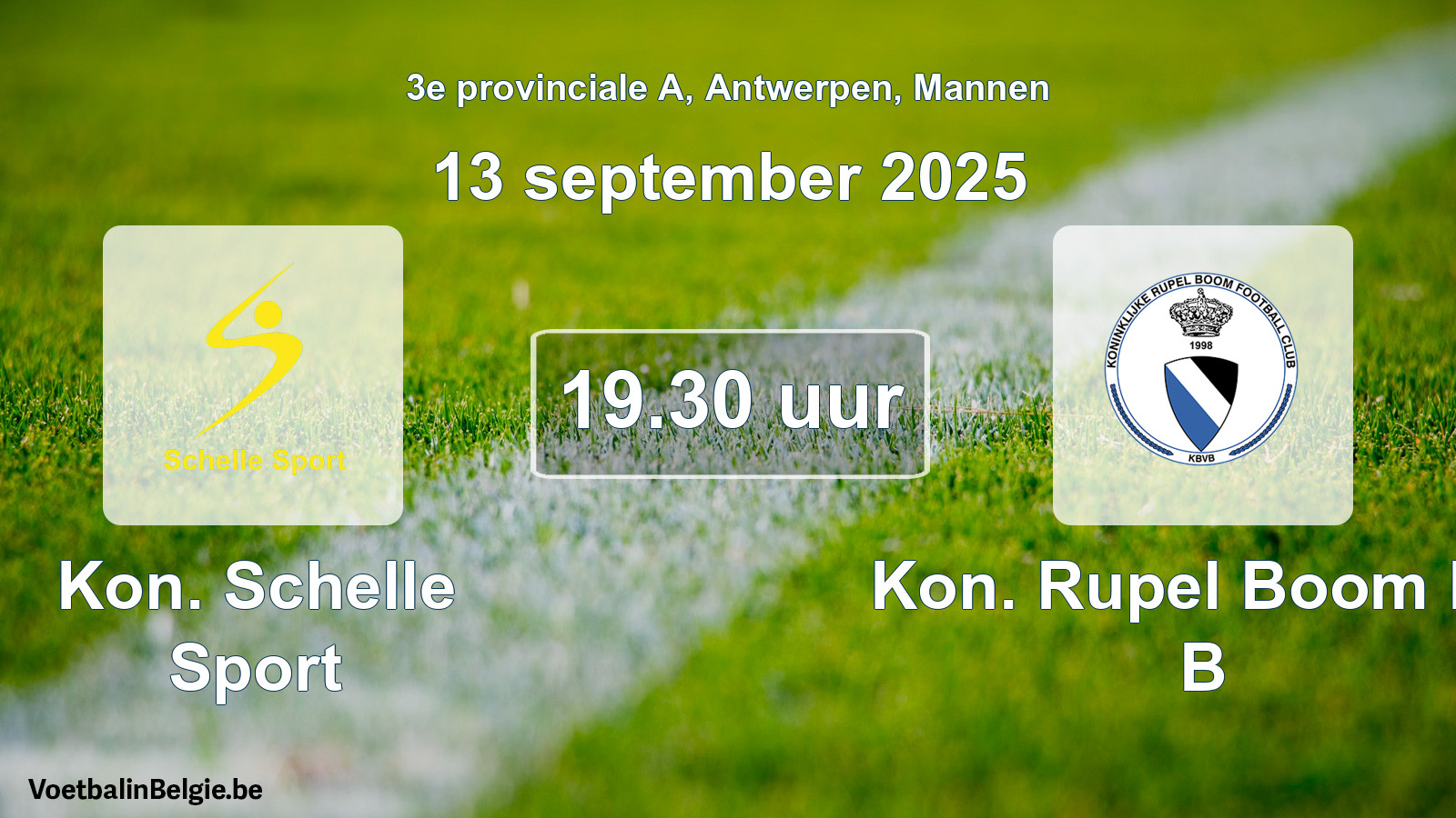 Geplande wedstrijd mannenvoetbal: Kon. Schelle Sport - Kon. Rupel Boom FC B (13 september 2025)