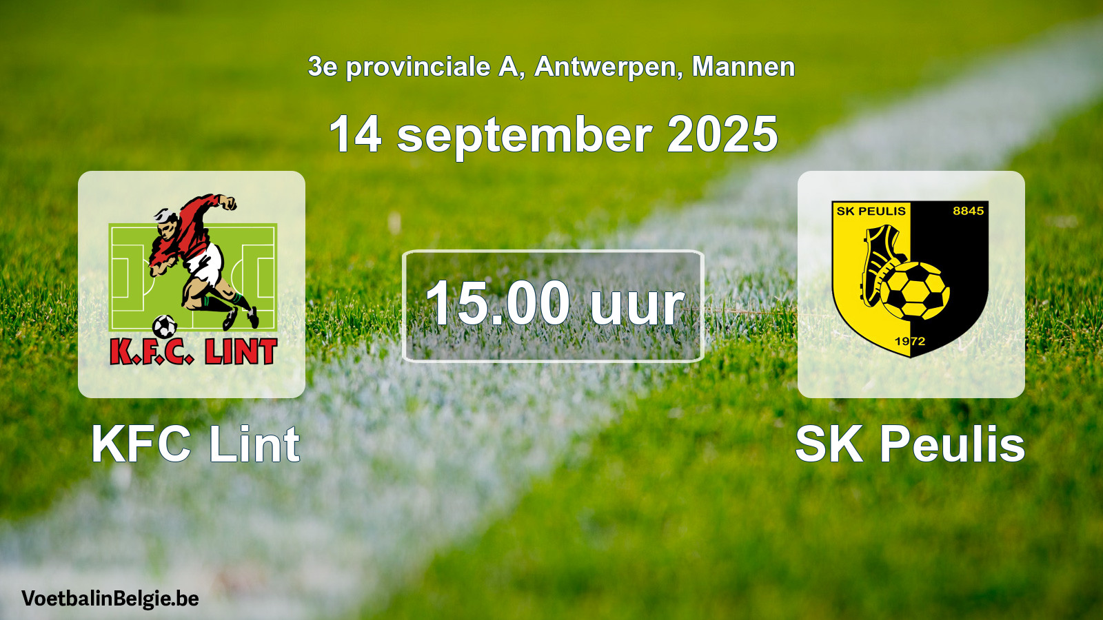 Scheduled match men football: KFC Lint - SK Peulis (14 September 2025)