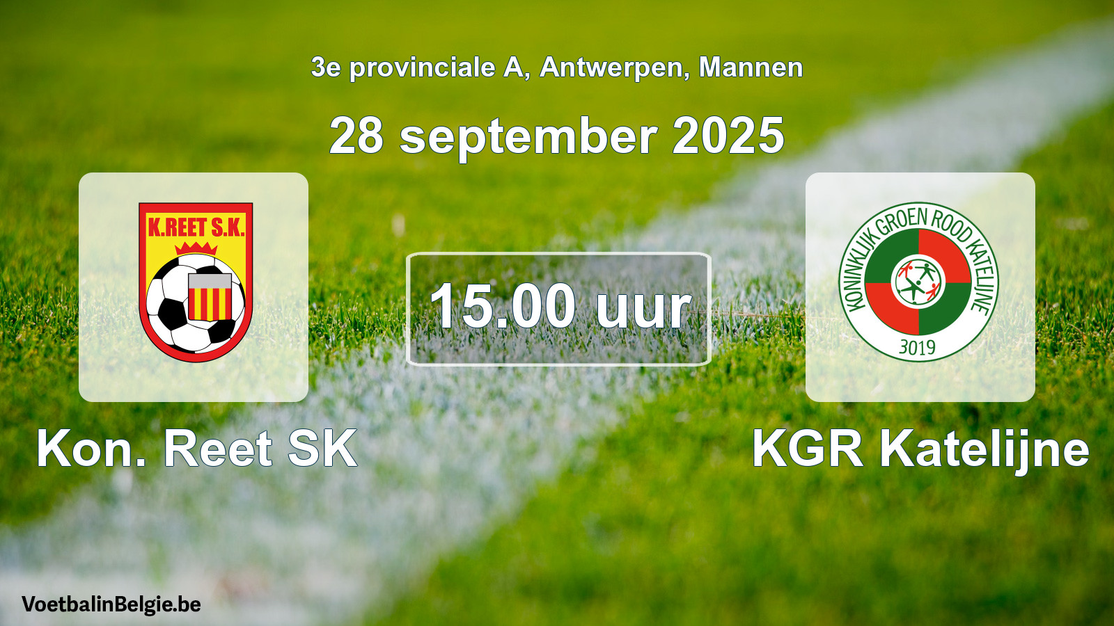 Scheduled match men football: Kon. Reet SK - KGR Katelijne (28 September 2025)