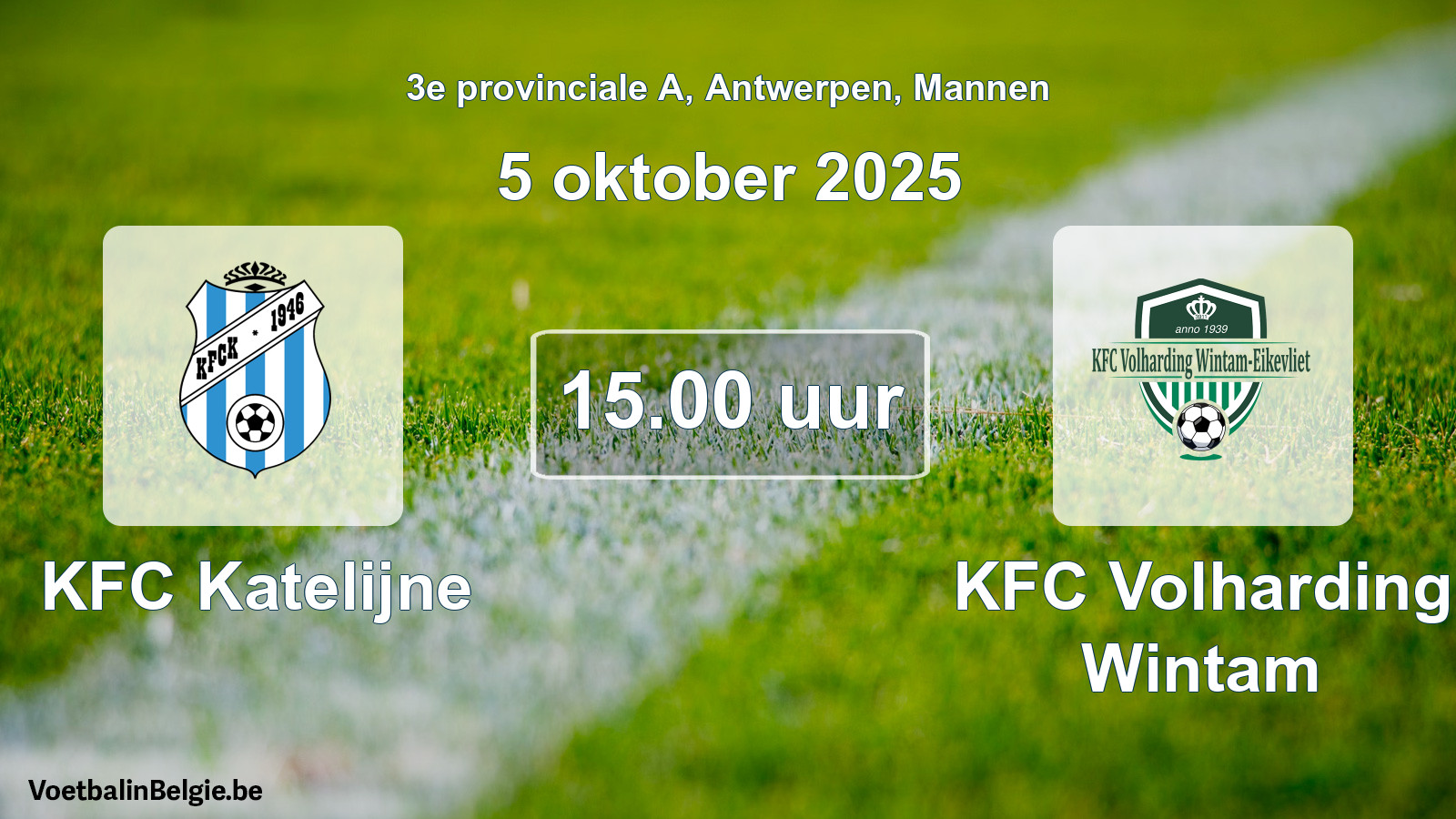 Scheduled match men football: KFC Katelijne - KFC Volharding Wintam (5 October 2025)
