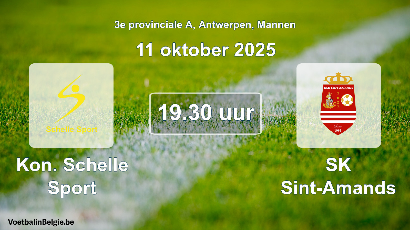 Scheduled match men football: Kon. Schelle Sport - SK Sint-Amands (11 October 2025)
