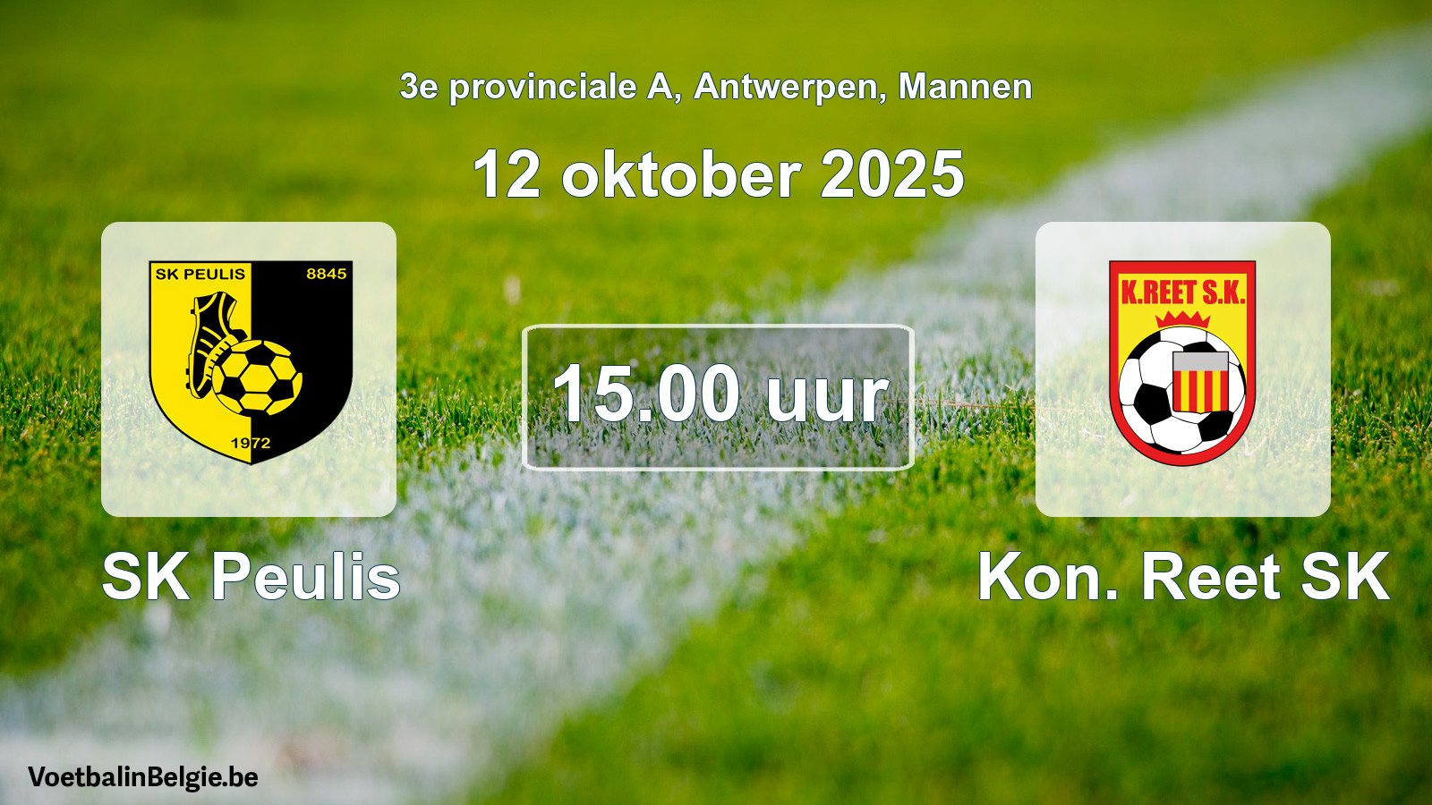 Scheduled match men football: SK Peulis - Kon. Reet SK (12 October 2025)