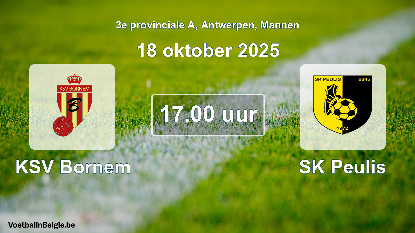 Geplande wedstrijd mannenvoetbal: KSV Bornem - SK Peulis (18 oktober 2025)
