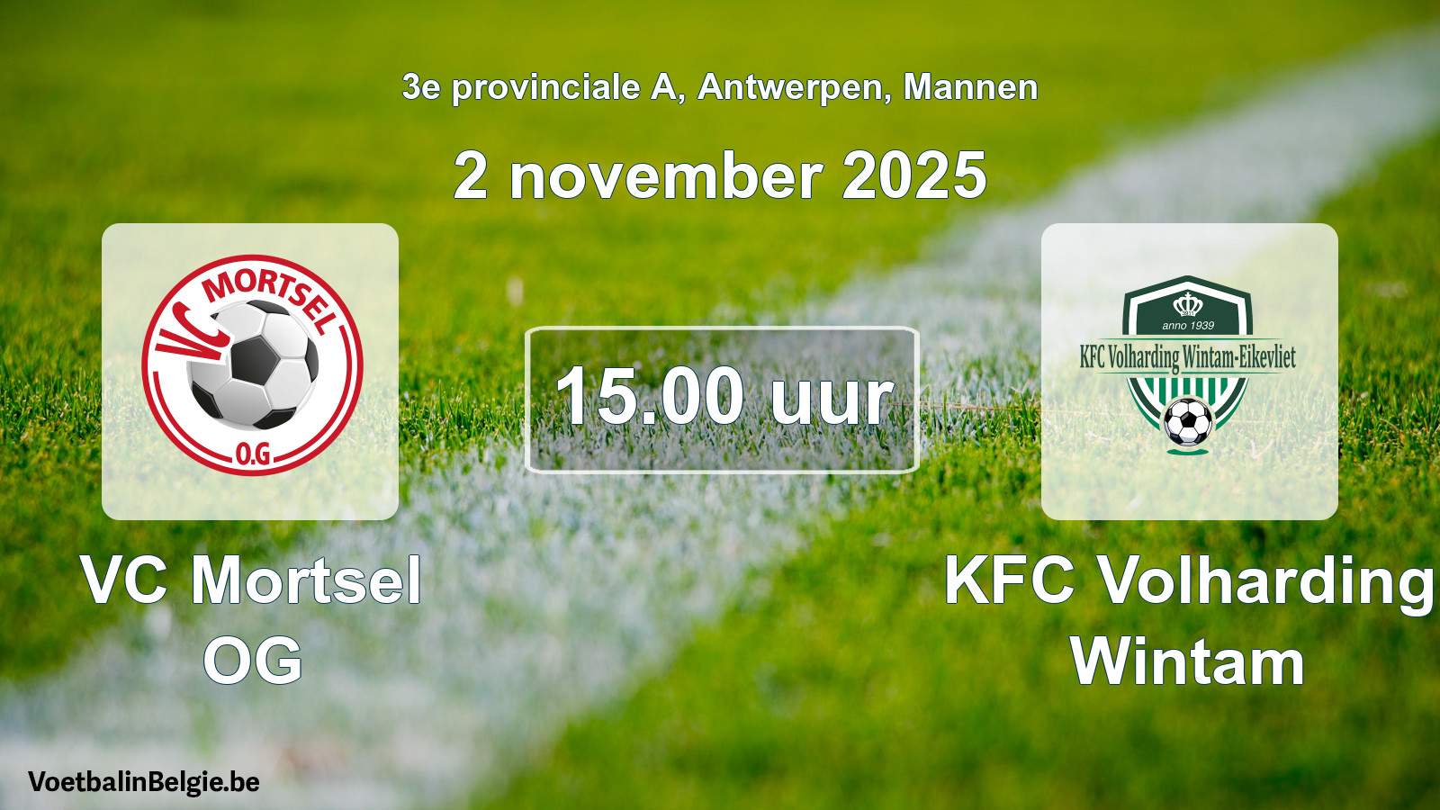 Scheduled match men football: VC Mortsel OG - KFC Volharding Wintam (2 November 2025)