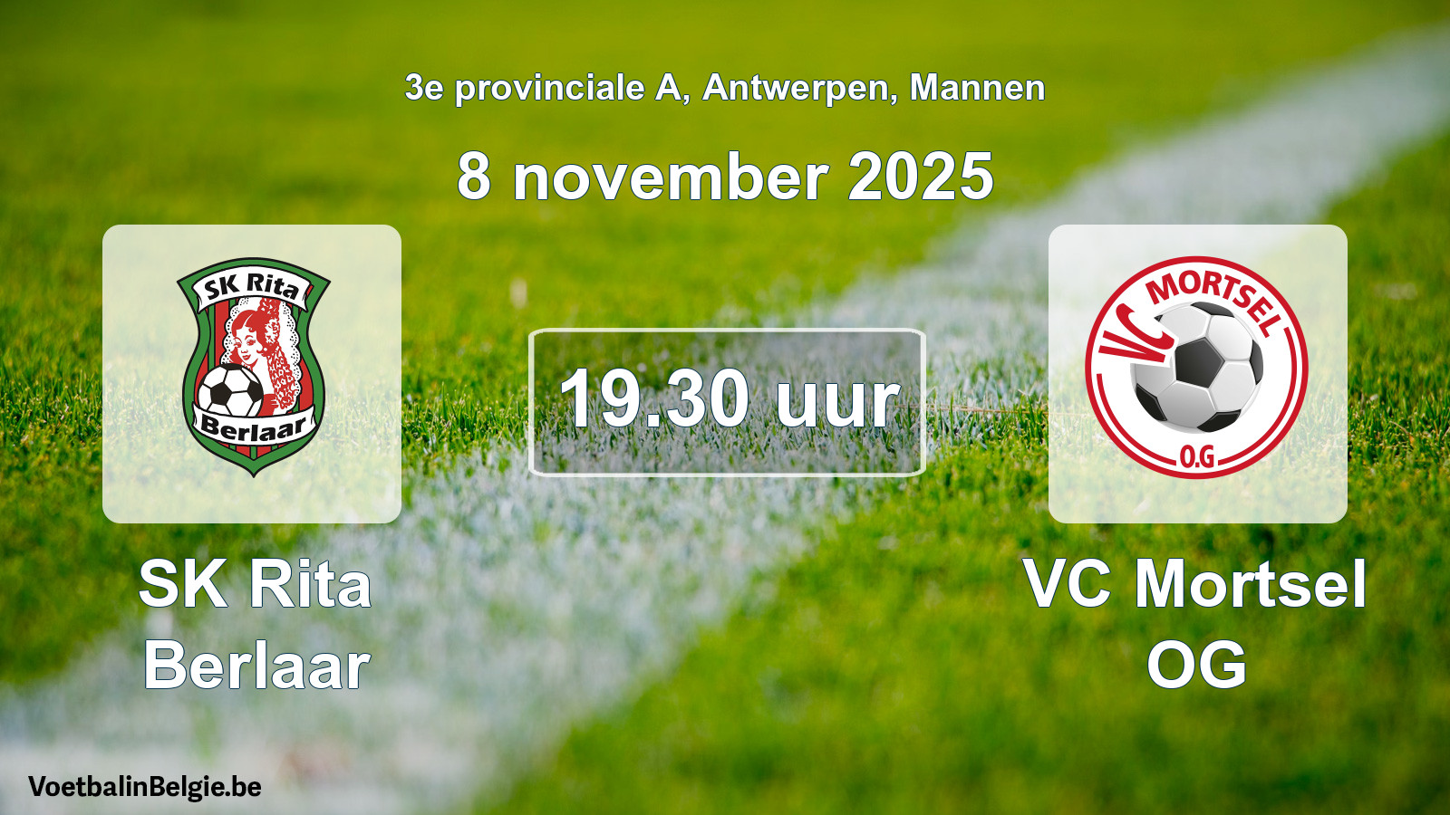 Geplande wedstrijd mannenvoetbal: SK Rita Berlaar - VC Mortsel OG (8 november 2025)