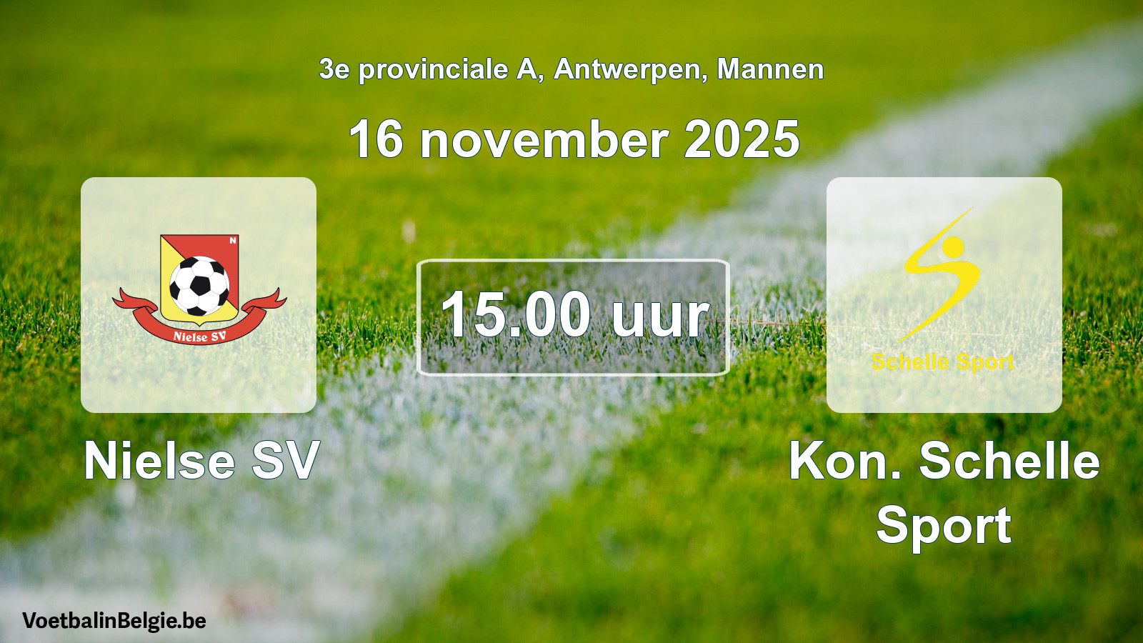 Geplantes Spiel männer-Fußball: Nielse SV - Kon. Schelle Sport (16 November 2025)
