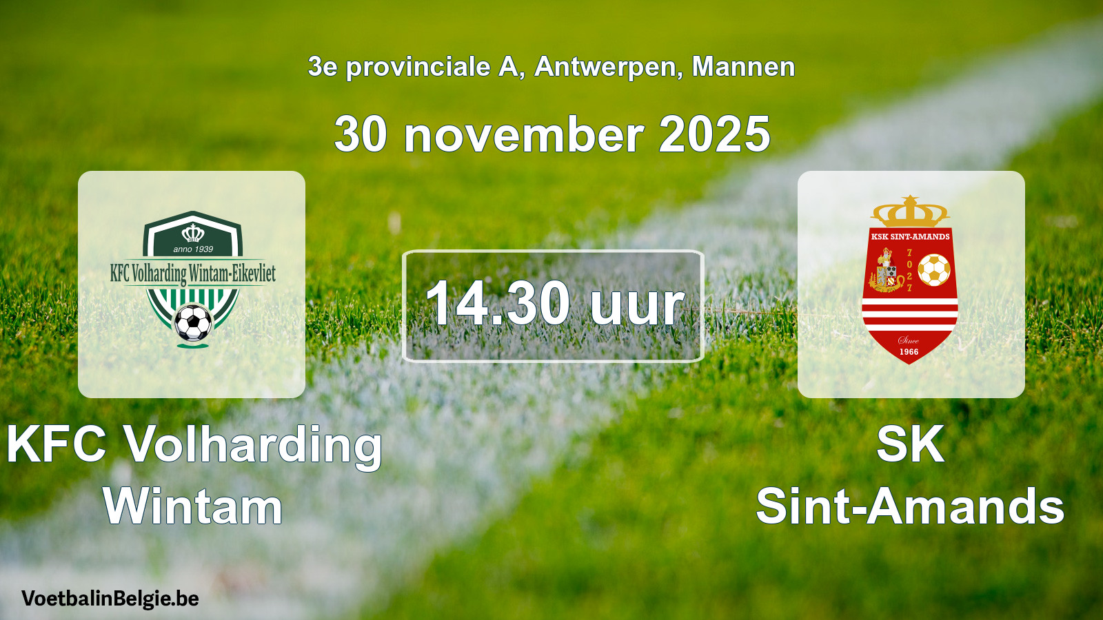 Scheduled match men football: KFC Volharding Wintam - SK Sint-Amands (30 November 2025)