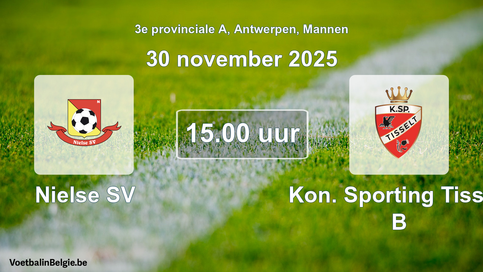 Scheduled match men football: Nielse SV - Kon. Sporting Tisselt B (30 November 2025)