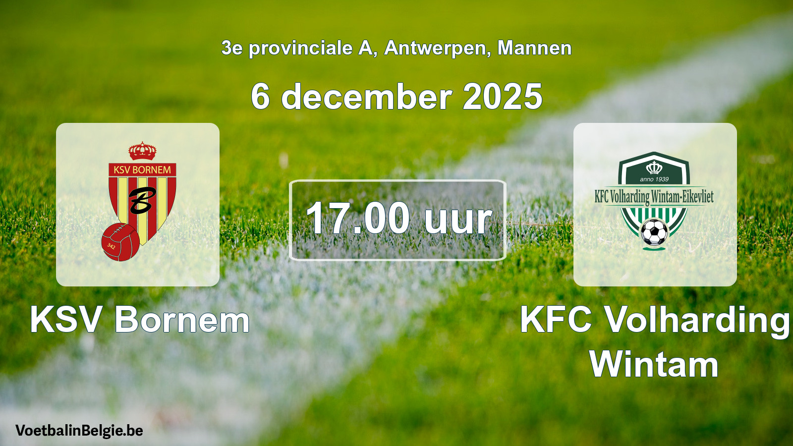 Scheduled match men football: KSV Bornem - KFC Volharding Wintam (6 December 2025)