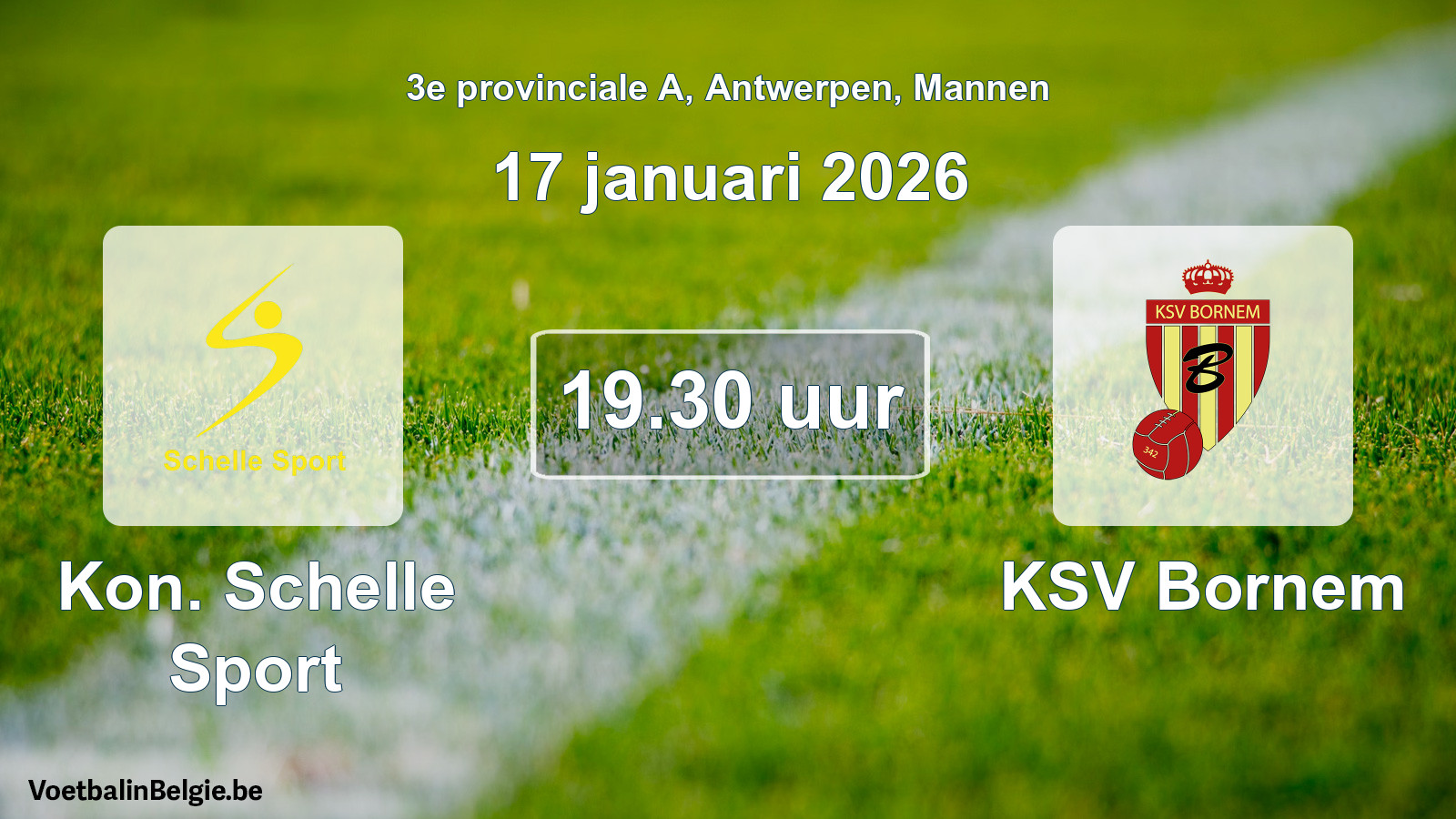 Geplande wedstrijd mannenvoetbal: Kon. Schelle Sport - KSV Bornem (17 januari 2026)