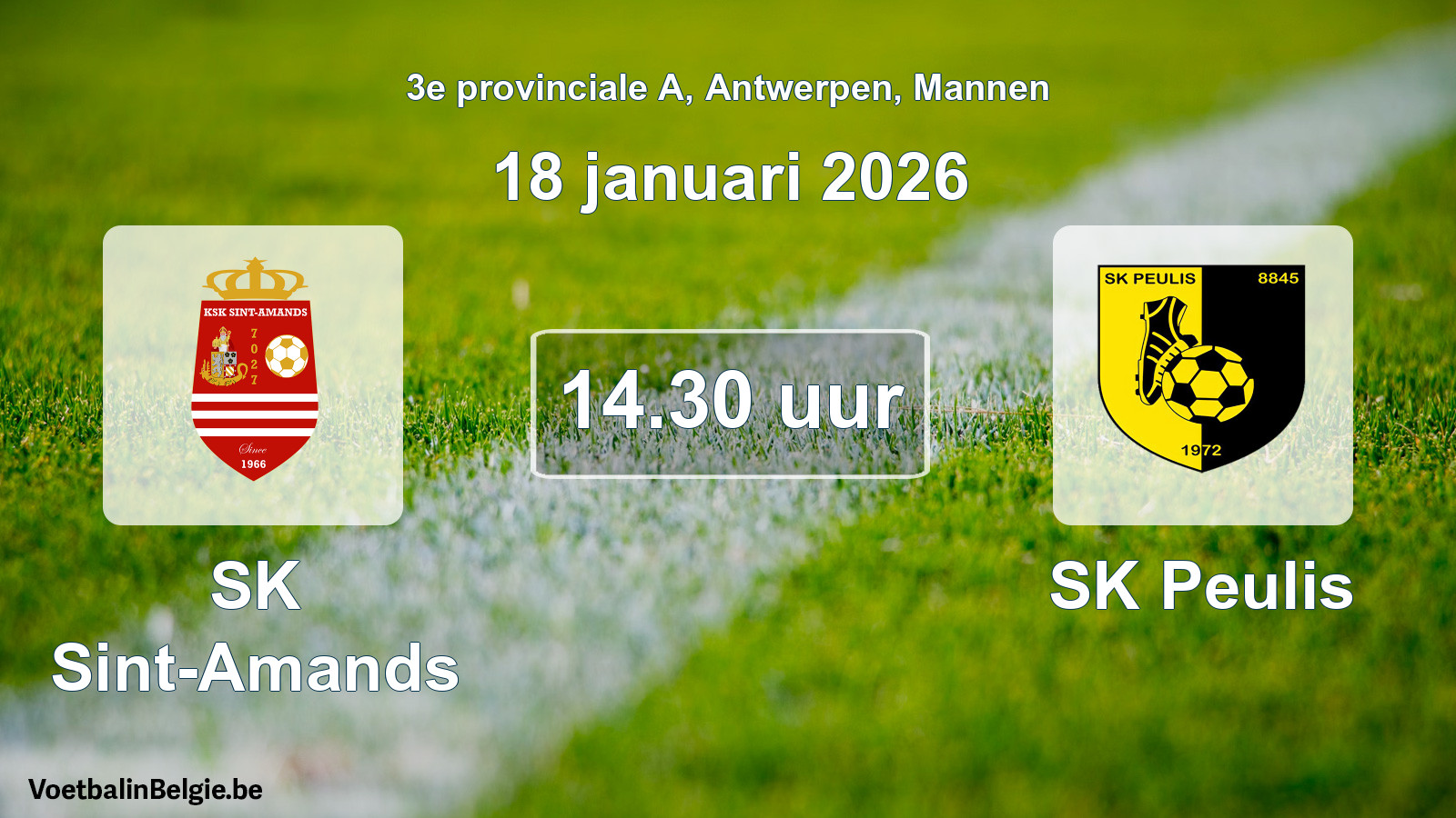 Scheduled match men football: SK Sint-Amands - SK Peulis (18 January 2026)