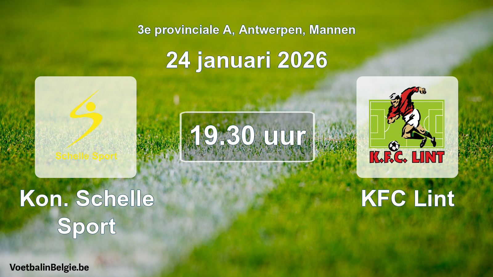 Scheduled match men football: Kon. Schelle Sport - KFC Lint (24 January 2026)