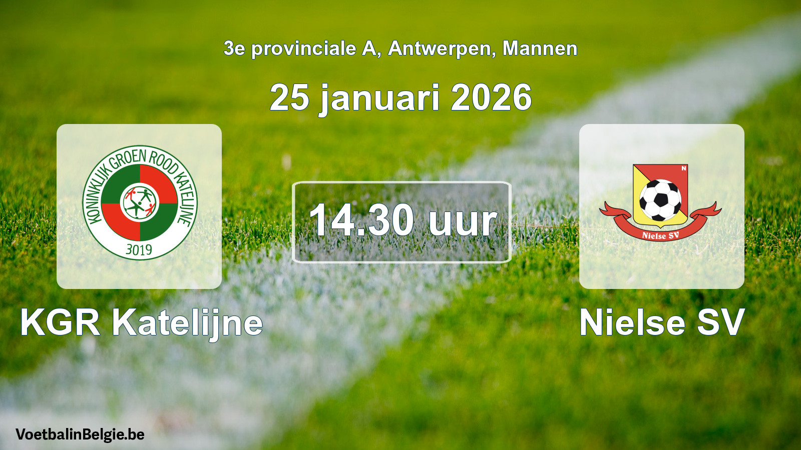 Geplande wedstrijd mannenvoetbal: KGR Katelijne - Nielse SV (25 januari 2026)