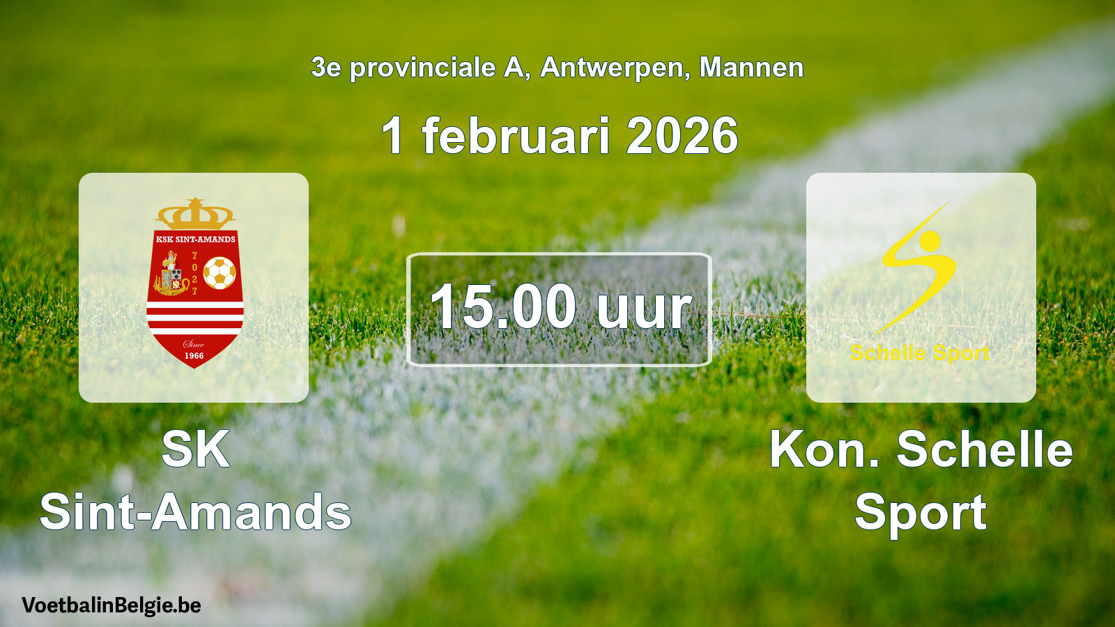 Scheduled match men football: SK Sint-Amands - Kon. Schelle Sport (1 February 2026)