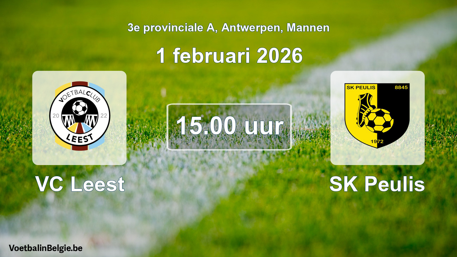 Scheduled match men football: VC Leest - SK Peulis (1 February 2026)