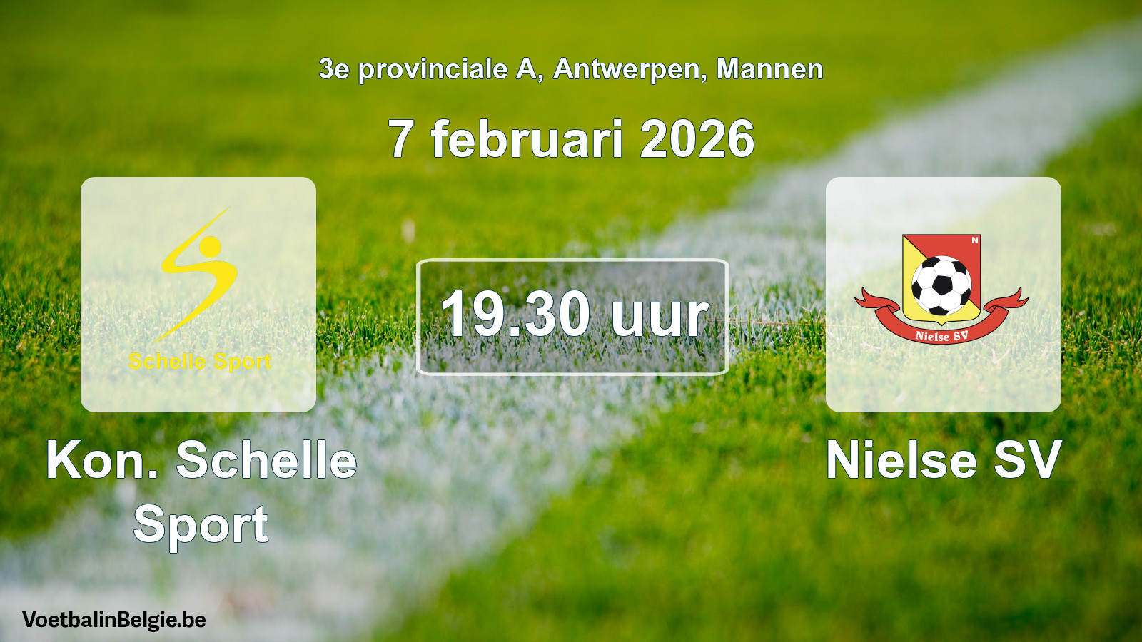 Match prévu football hommes: Kon. Schelle Sport - Nielse SV (7 février 2026)