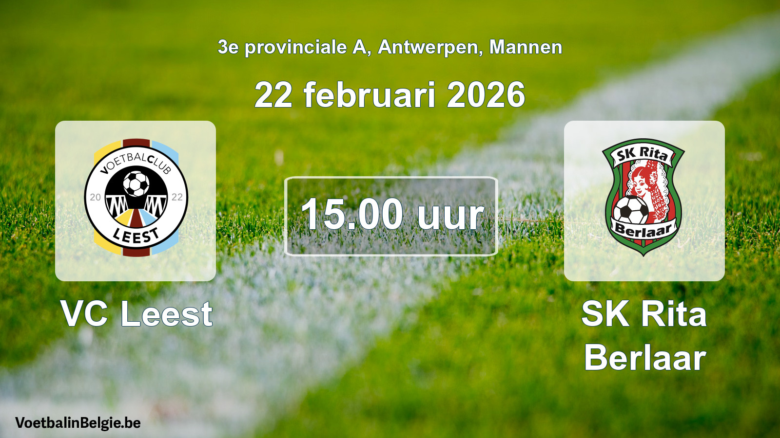 Scheduled match men football: VC Leest - SK Rita Berlaar (22 February 2026)